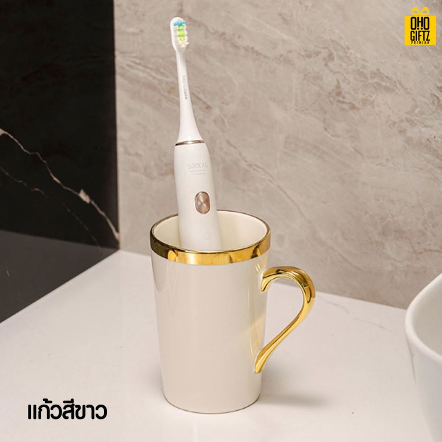 ชุดแก้วใส่แปรงสีฟัน สกรีนชื่อ สกรีนโลโก้  ทำเป็นของพรีเมี่ยมได้ 