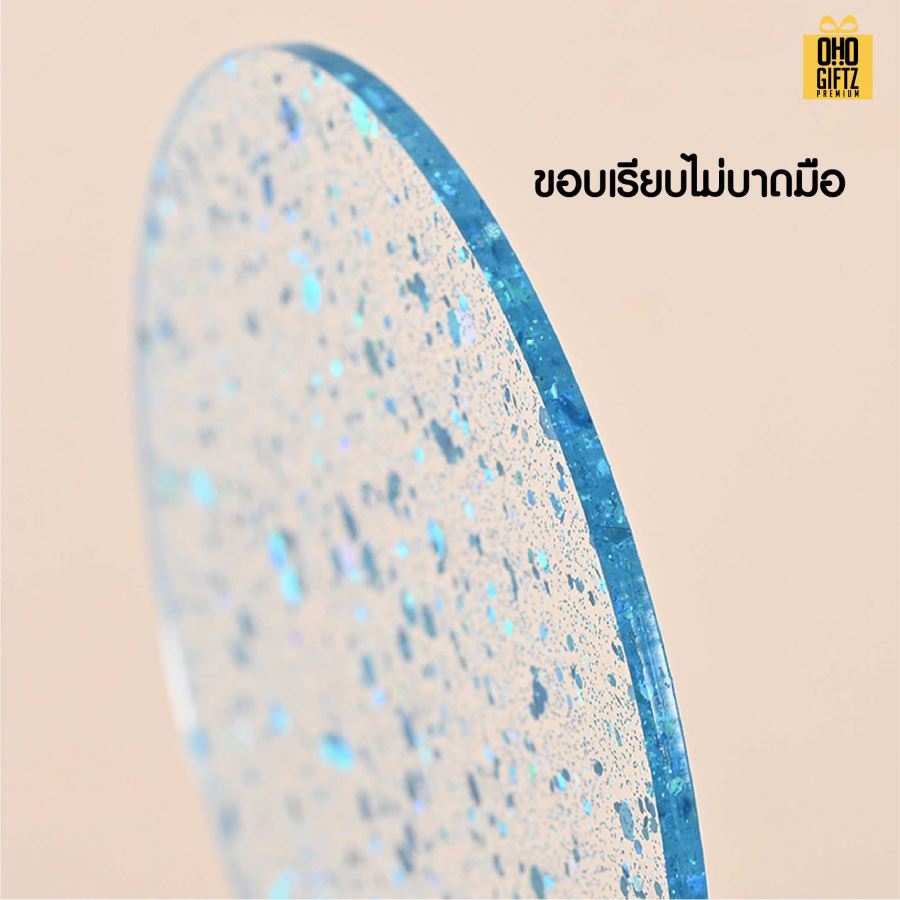 แผ่นรองแก้ว PVC กากเพชร สกรีนโลโก้ได้ พิมพ์ภาพได้