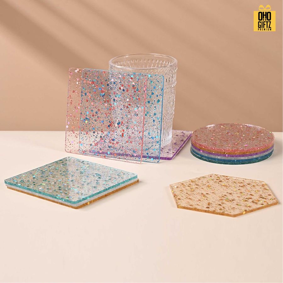 แผ่นรองแก้ว PVC กากเพชร สกรีนโลโก้ได้ พิมพ์ภาพได้