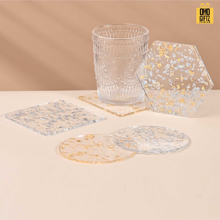 แผ่นรองแก้ว PVC กากเพชร สกรีนโลโก้ได้ พิมพ์ภาพได้