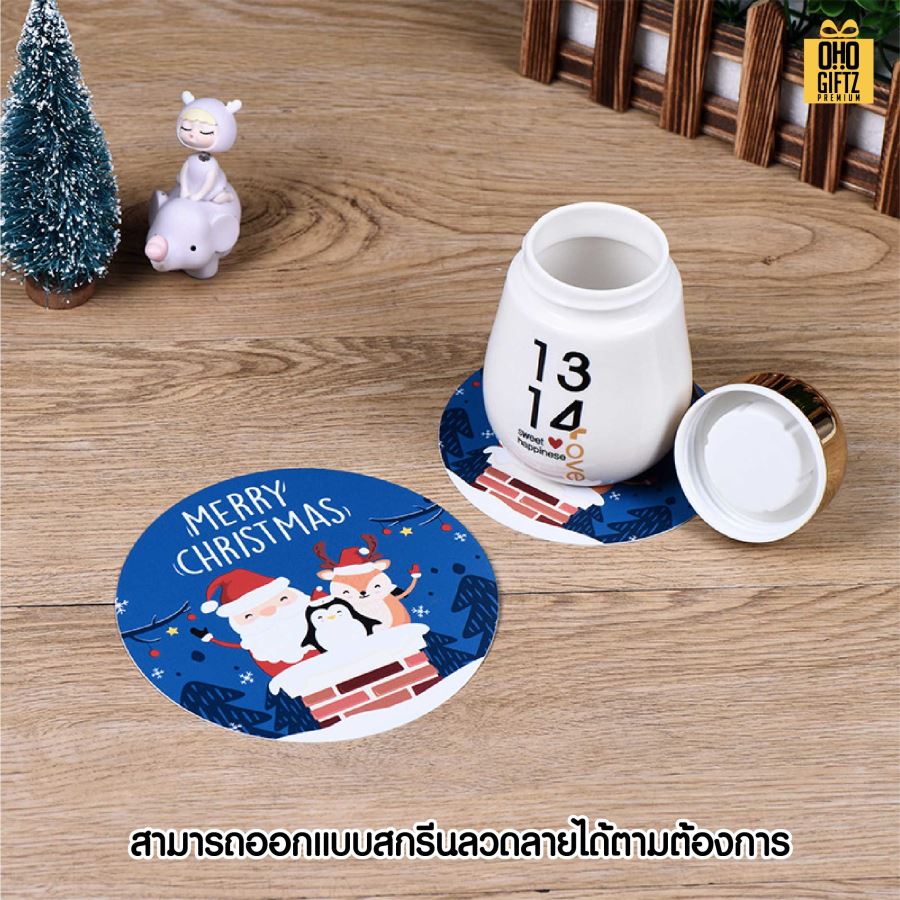 ที่รองแก้วน้ำพลาสติค PP พิมพ์ลายไม่จำกัดสี สกรีนโลโก้ได้ พิมพ์ภาพได้