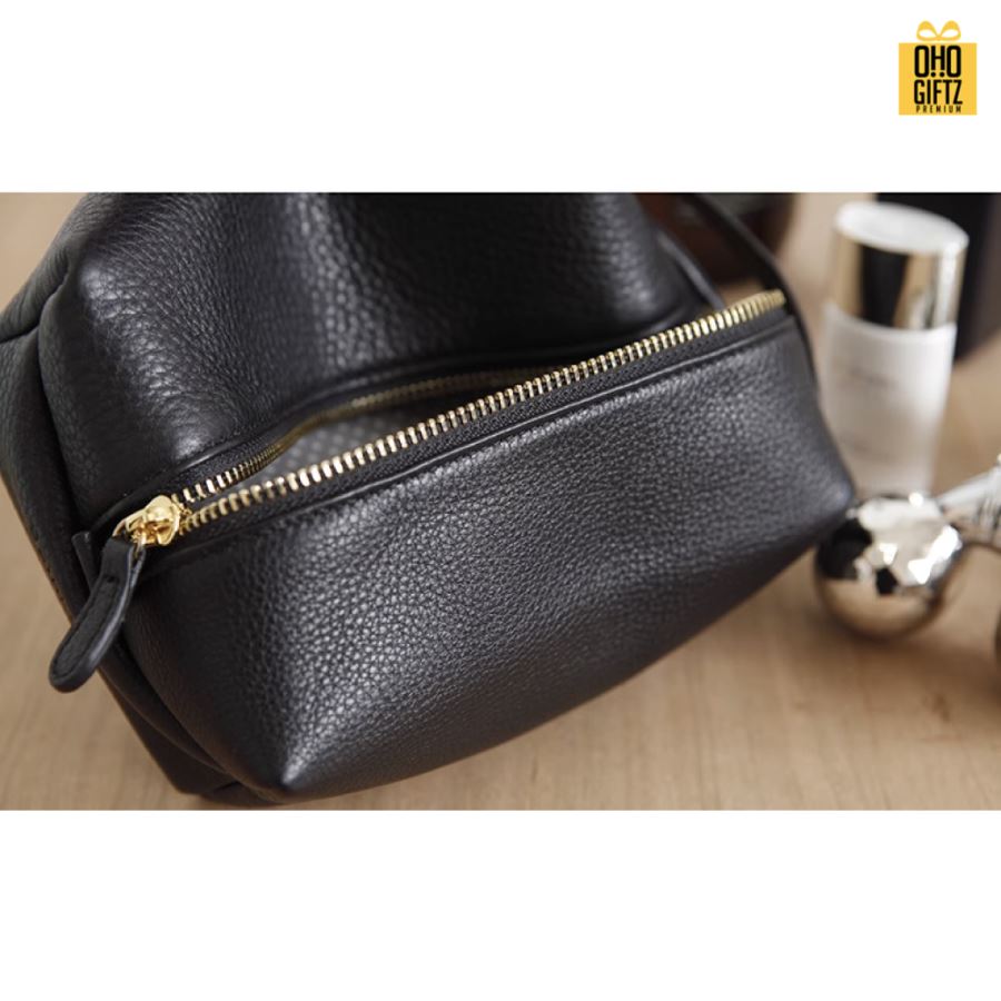 กระเป๋าใส่เครื่องสำอางหนัง สกรีนโลโก้ ทำเป็นของพรีเมี่ยม