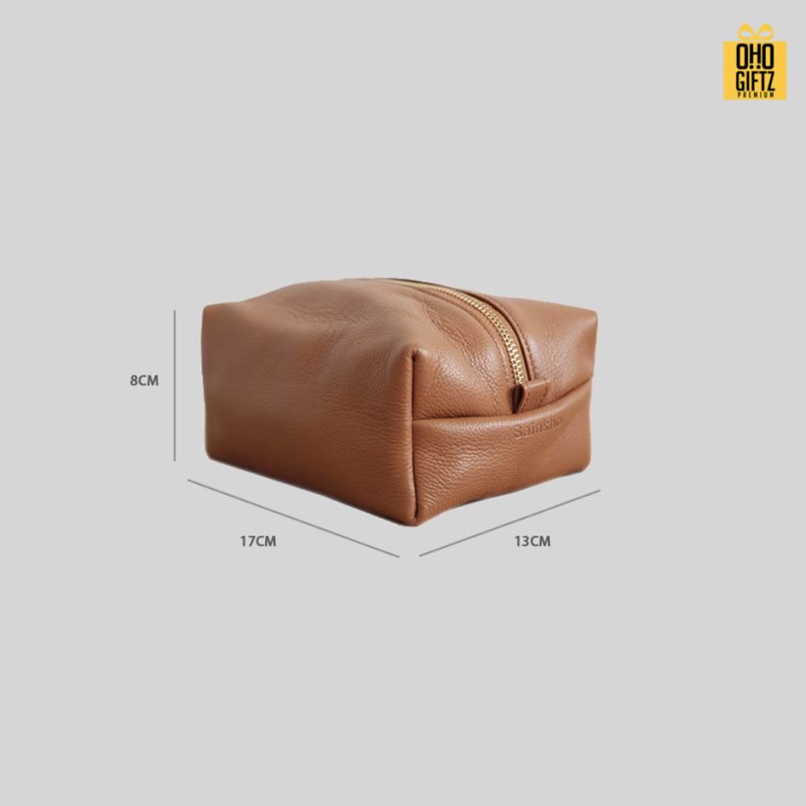 กระเป๋าใส่เครื่องสำอางหนัง สกรีนโลโก้ ทำเป็นของพรีเมี่ยม