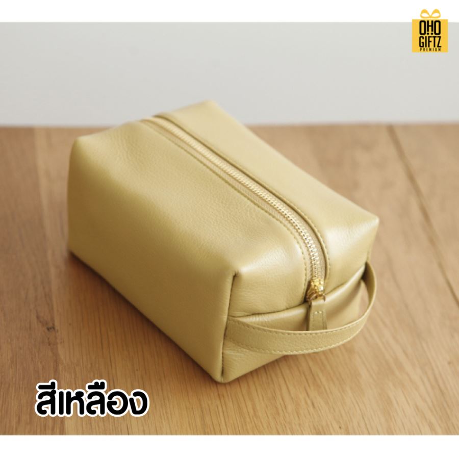 กระเป๋าใส่เครื่องสำอางหนัง สกรีนโลโก้ ทำเป็นของพรีเมี่ยม