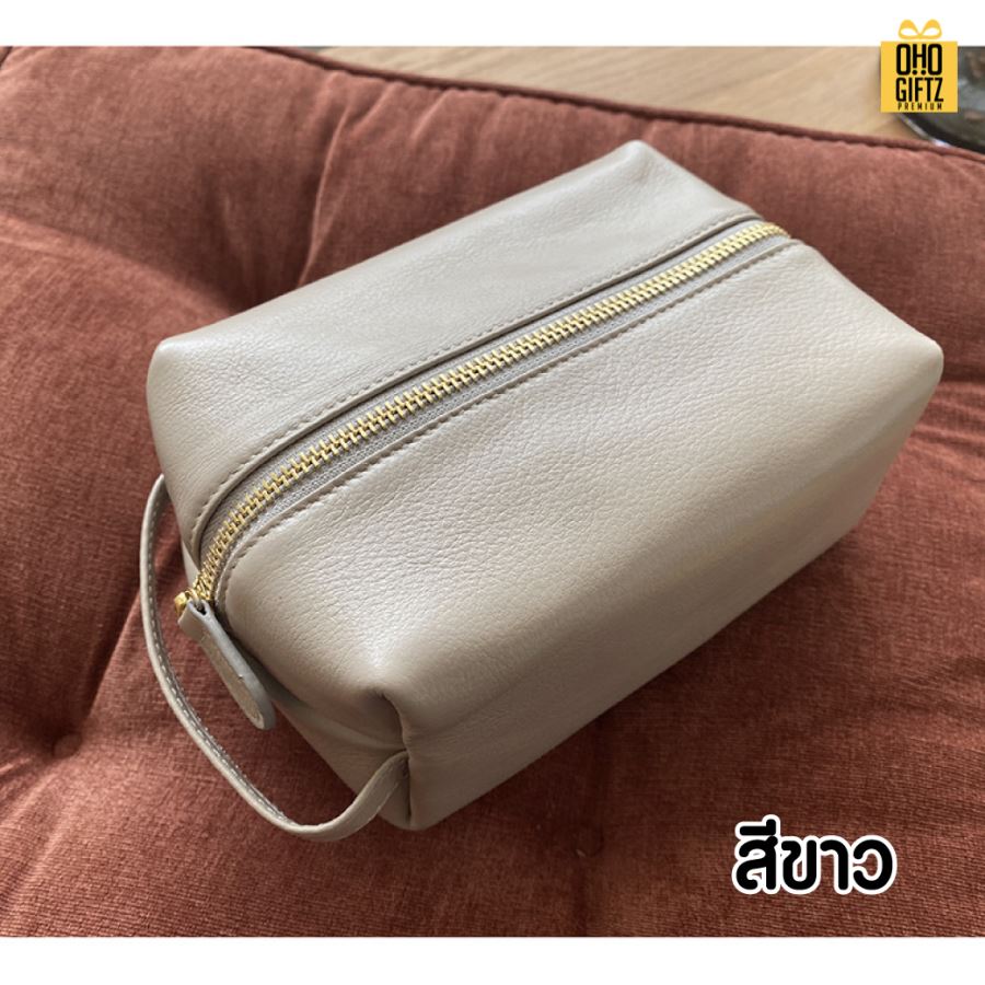 กระเป๋าใส่เครื่องสำอางหนัง สกรีนโลโก้ ทำเป็นของพรีเมี่ยม