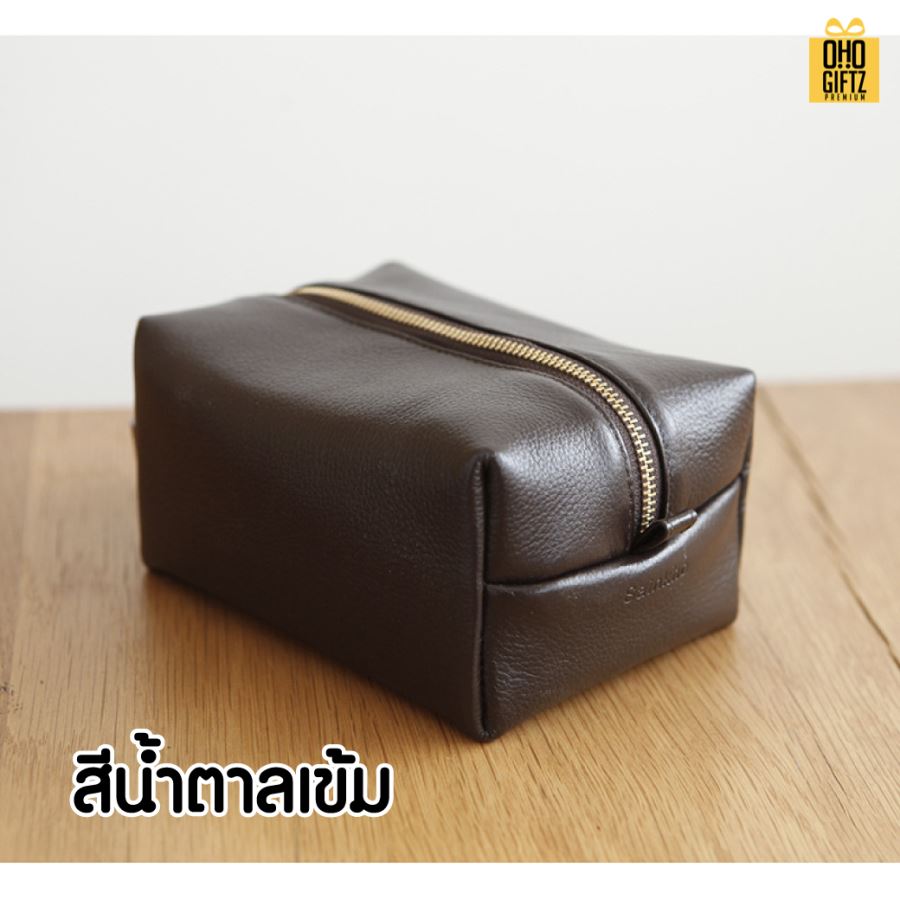 กระเป๋าใส่เครื่องสำอางหนัง สกรีนโลโก้ ทำเป็นของพรีเมี่ยม