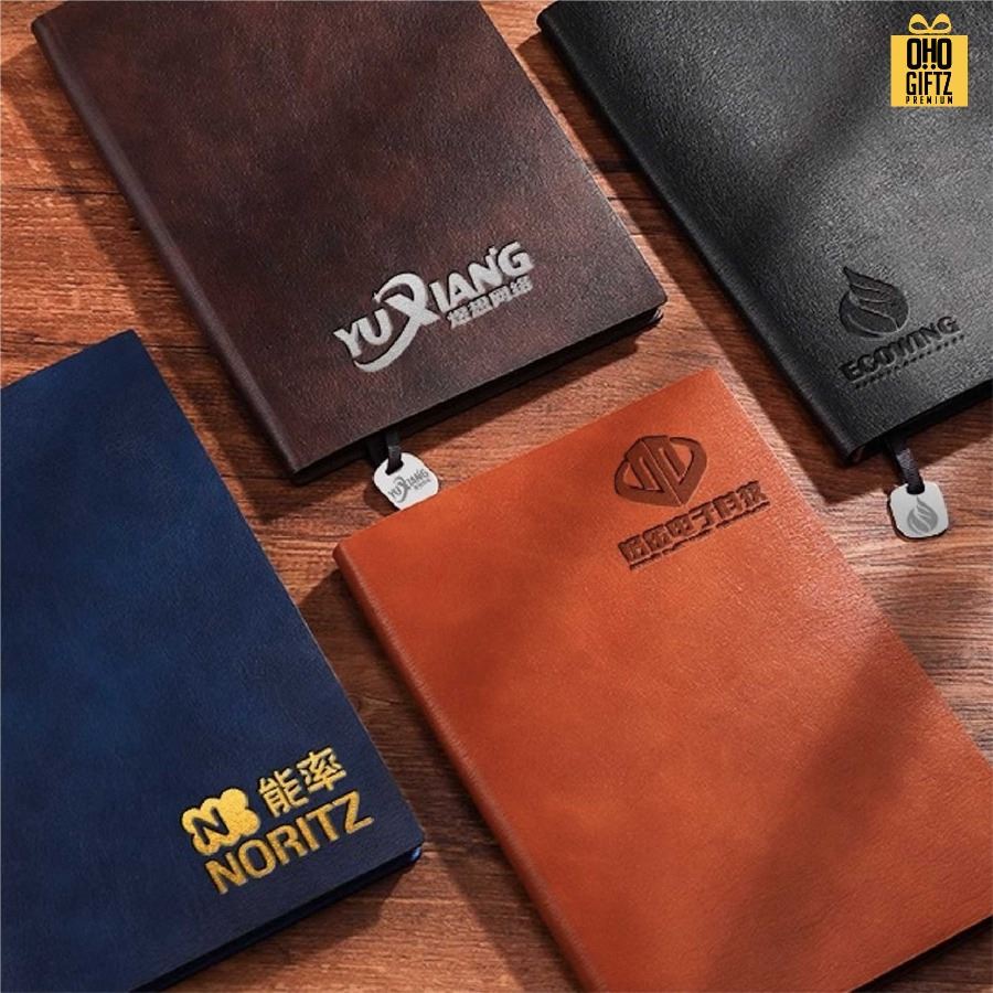 สมุดปกหนัง PU ขนาด A5 สกรีนโลโก้ ทำเป็นของพรีเมี่ยม ของชำร่วย