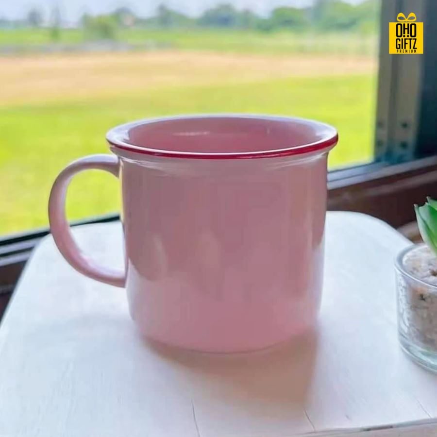 แก้วเซรามิคสไตล์เรโทร สกรีนชื่อ สกรีนโลโก้ ทำเป็นของพรีเมี่ยมได้