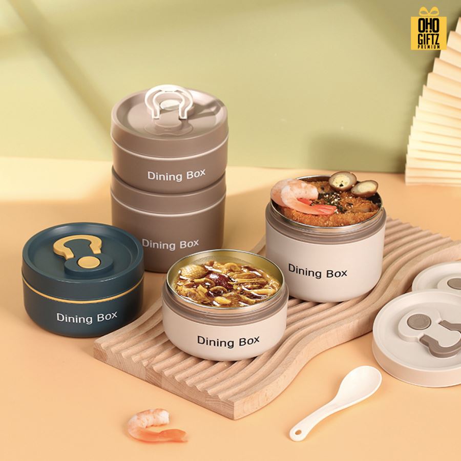 กล่องสแตนเลสใส่อาหาร สกรีนโลโก้  ทำเป็นของพรีเมี่ยมได้