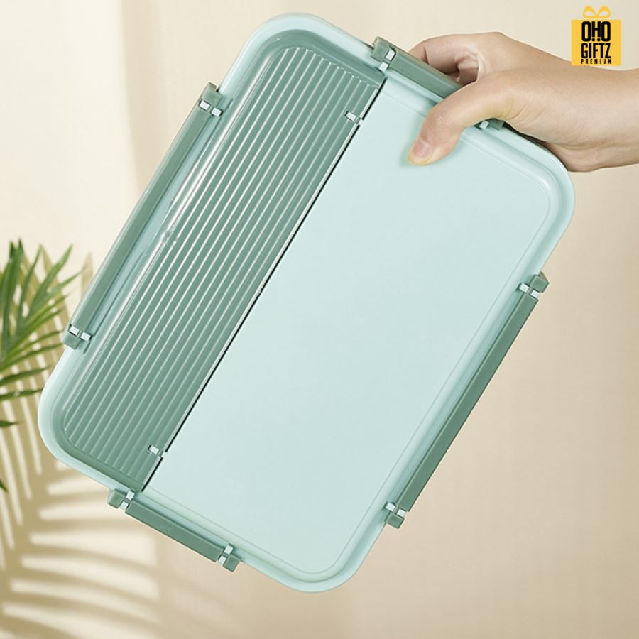 กล่องข้าวสแตนเลสวางมือถือได้ สกรีนโลโก้  ทำเป็นของพรีเมี่ยมได้