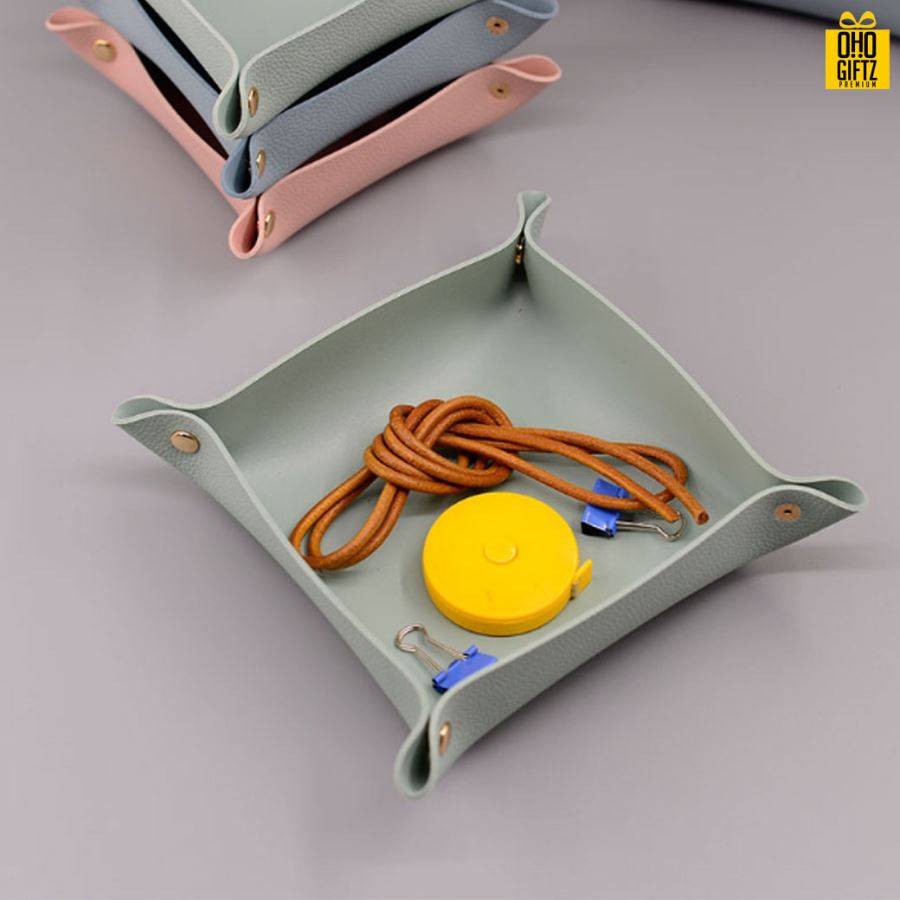 ถาดเก็บเครื่องประดับหนัง PU สกรีนโลโก้ สกรีนชื่อร้าน ทำเป็นของพรีเมี่ยมได้