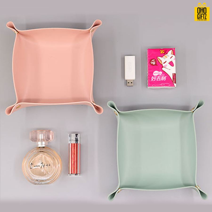 ถาดเก็บเครื่องประดับหนัง PU สกรีนโลโก้ สกรีนชื่อร้าน ทำเป็นของพรีเมี่ยมได้