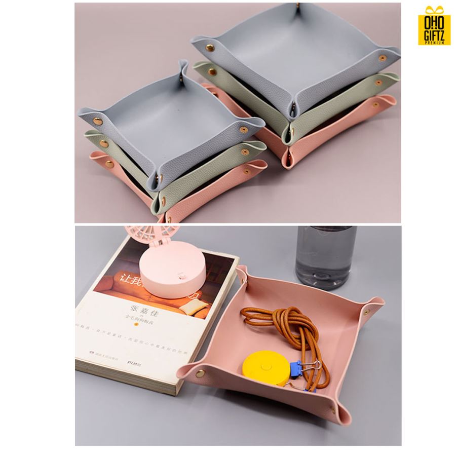 ถาดเก็บเครื่องประดับหนัง PU สกรีนโลโก้ สกรีนชื่อร้าน ทำเป็นของพรีเมี่ยมได้