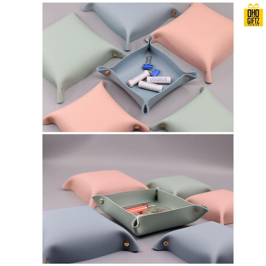 ถาดเก็บเครื่องประดับหนัง PU สกรีนโลโก้ สกรีนชื่อร้าน ทำเป็นของพรีเมี่ยมได้