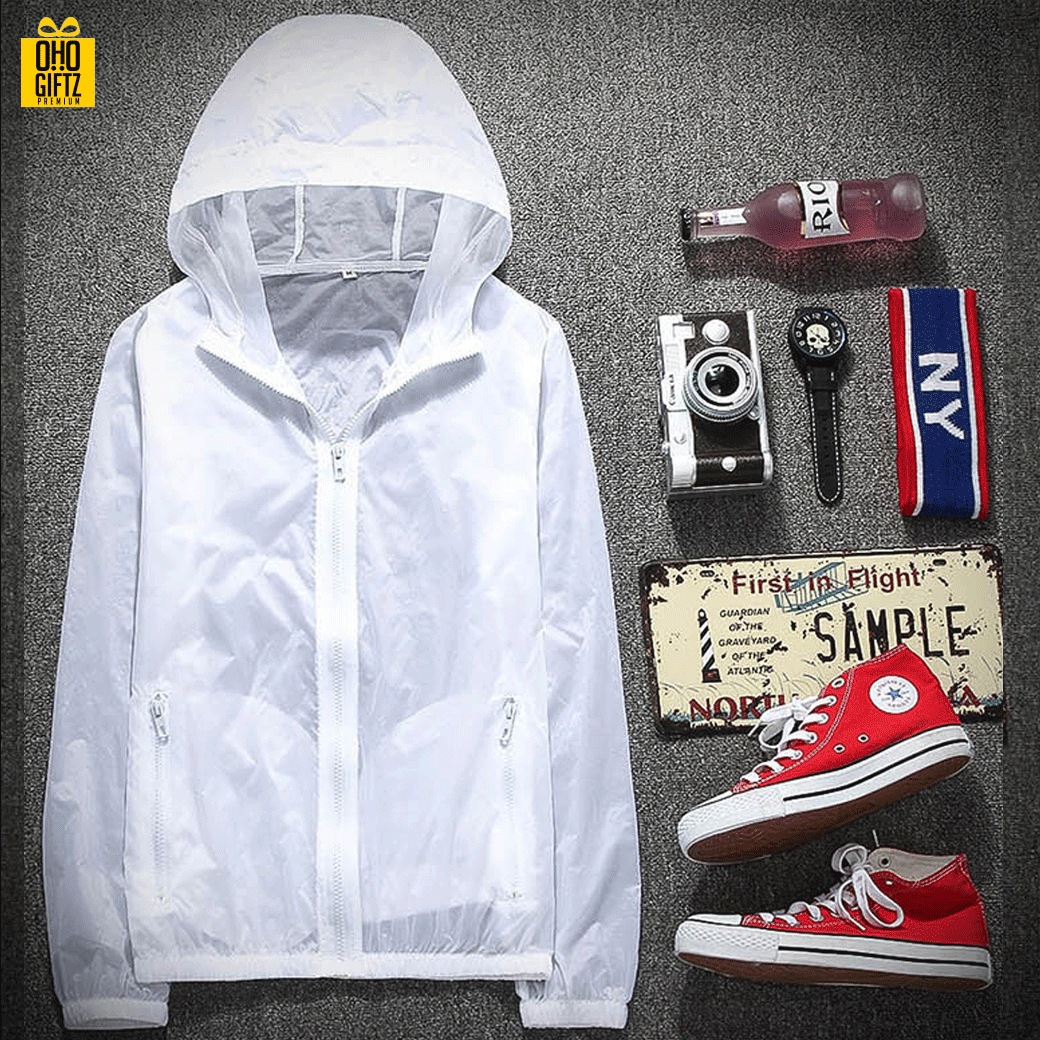 เสื้อคลุมกันลม & UV สกรีนโลโก้ ทำเป็นของพรีเมี่ยมได้