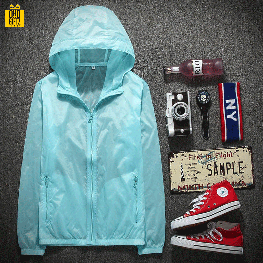 เสื้อคลุมกันลม & UV สกรีนโลโก้ ทำเป็นของพรีเมี่ยมได้