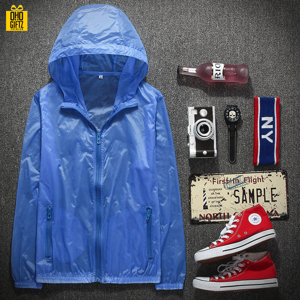 เสื้อคลุมกันลม & UV สกรีนโลโก้ ทำเป็นของพรีเมี่ยมได้