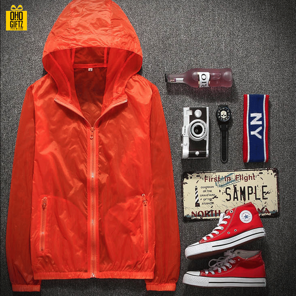 เสื้อคลุมกันลม & UV สกรีนโลโก้ ทำเป็นของพรีเมี่ยมได้