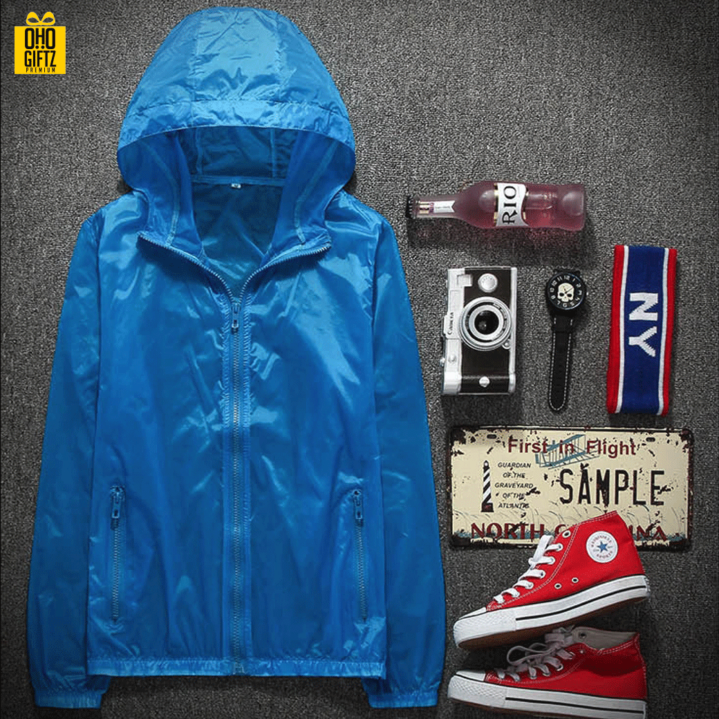 เสื้อคลุมกันลม & UV สกรีนโลโก้ ทำเป็นของพรีเมี่ยมได้