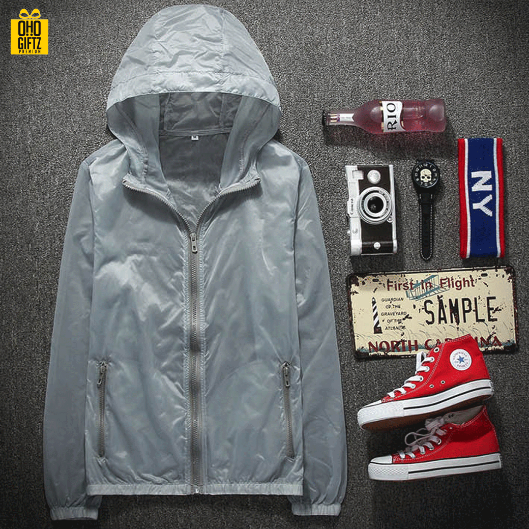 เสื้อคลุมกันลม & UV สกรีนโลโก้ ทำเป็นของพรีเมี่ยมได้