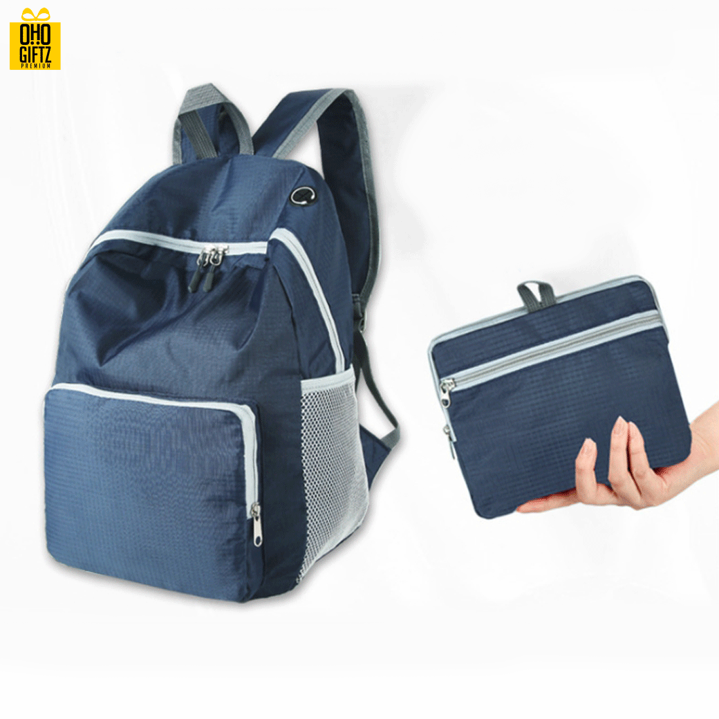 กระเป๋าเป้พับได้ สกรีนโลโก้ ทำเป็นสินค้าพรีเมี่ยม ของที่ระลึก ของชำร่วย