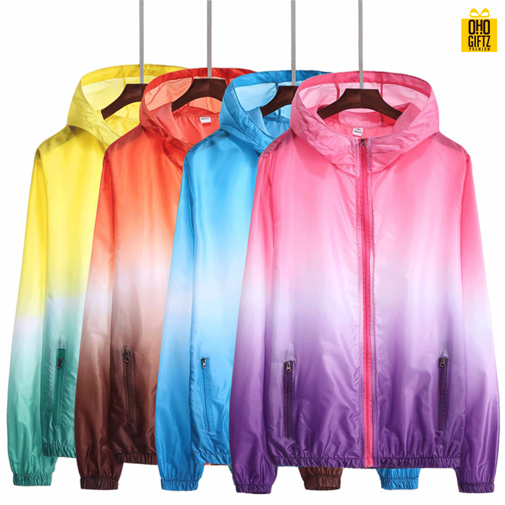 เสื้อคลุมทูโทนกันลม&UV สกรีนโลโก้ ทำเป็นของพรีเมี่ยมได้