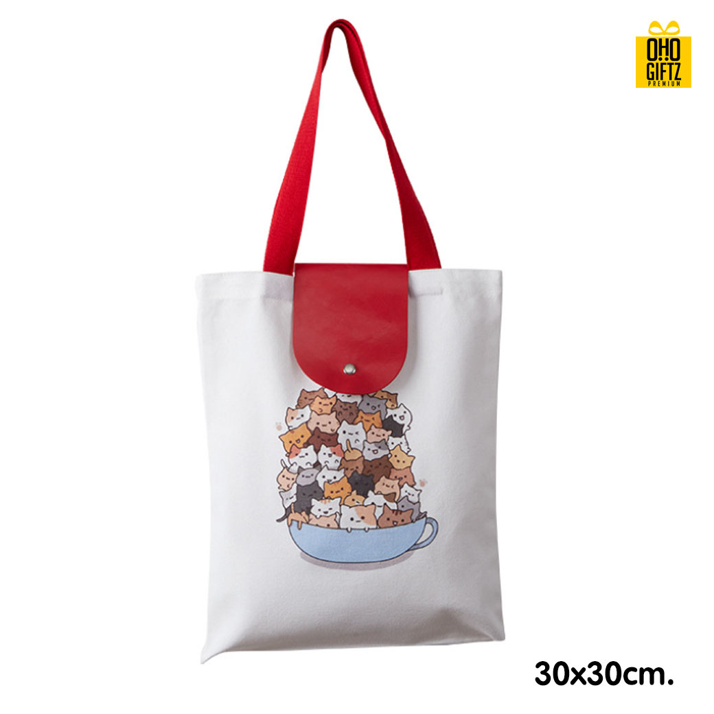 กระเป๋าช้อปปิ้งพับได้ สกรีนโลโก้  ทำเป็นของพรีเมี่ยม  