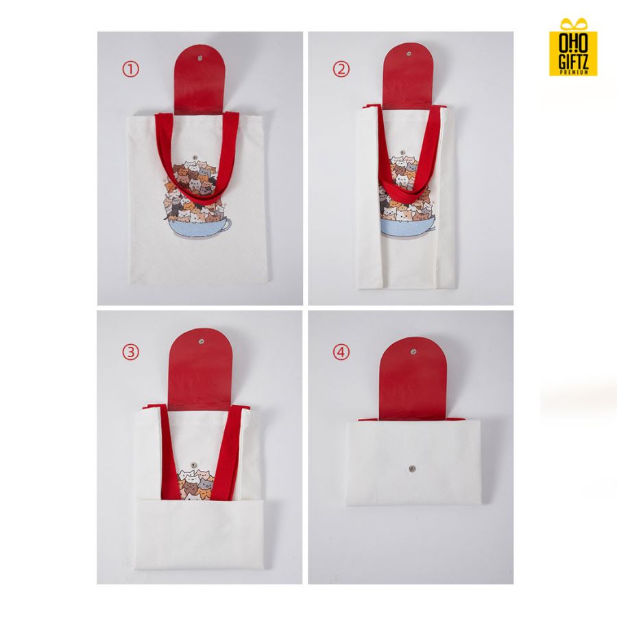 กระเป๋าช้อปปิ้งพับได้ สกรีนโลโก้  ทำเป็นของพรีเมี่ยม  