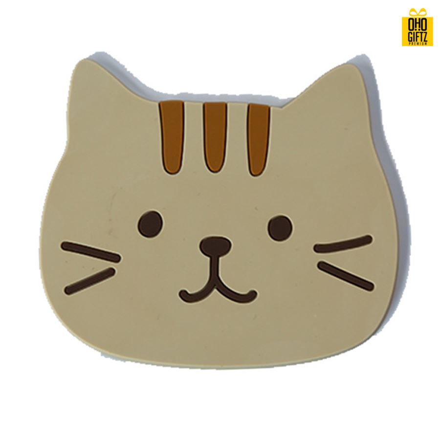 เเผ่นรองแก้วน้องแมวกันลื่น สกรีนชื่อ, โลโก้, พิมพ์ภาพได้