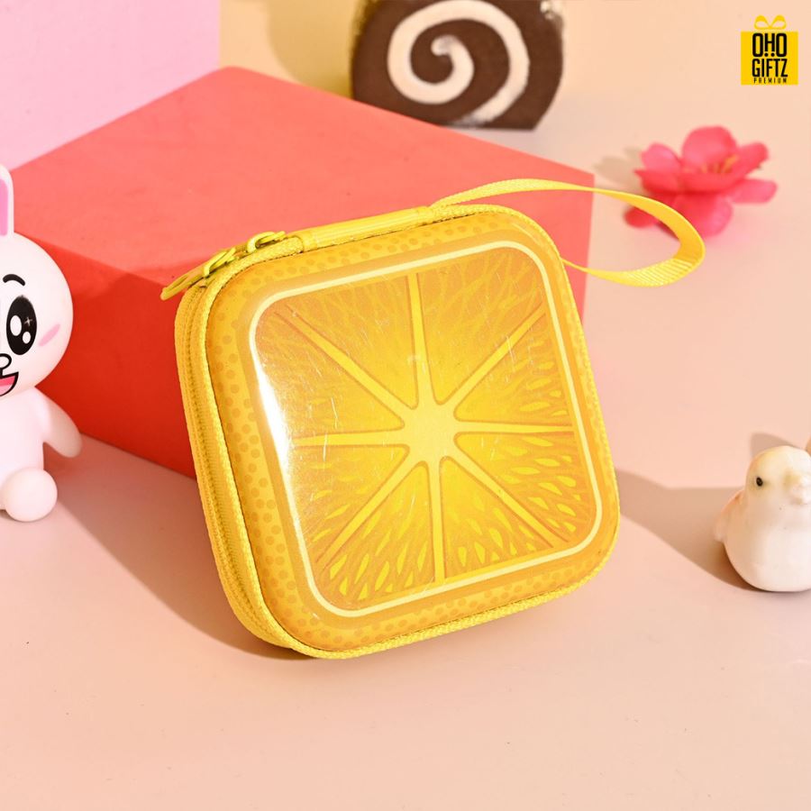 กระเป๋าผลไม้เก็บหูฟัง สกรีนชื่อ สกรีนโลโก้ ทำเป็นของพรีเมี่ยมได้ 