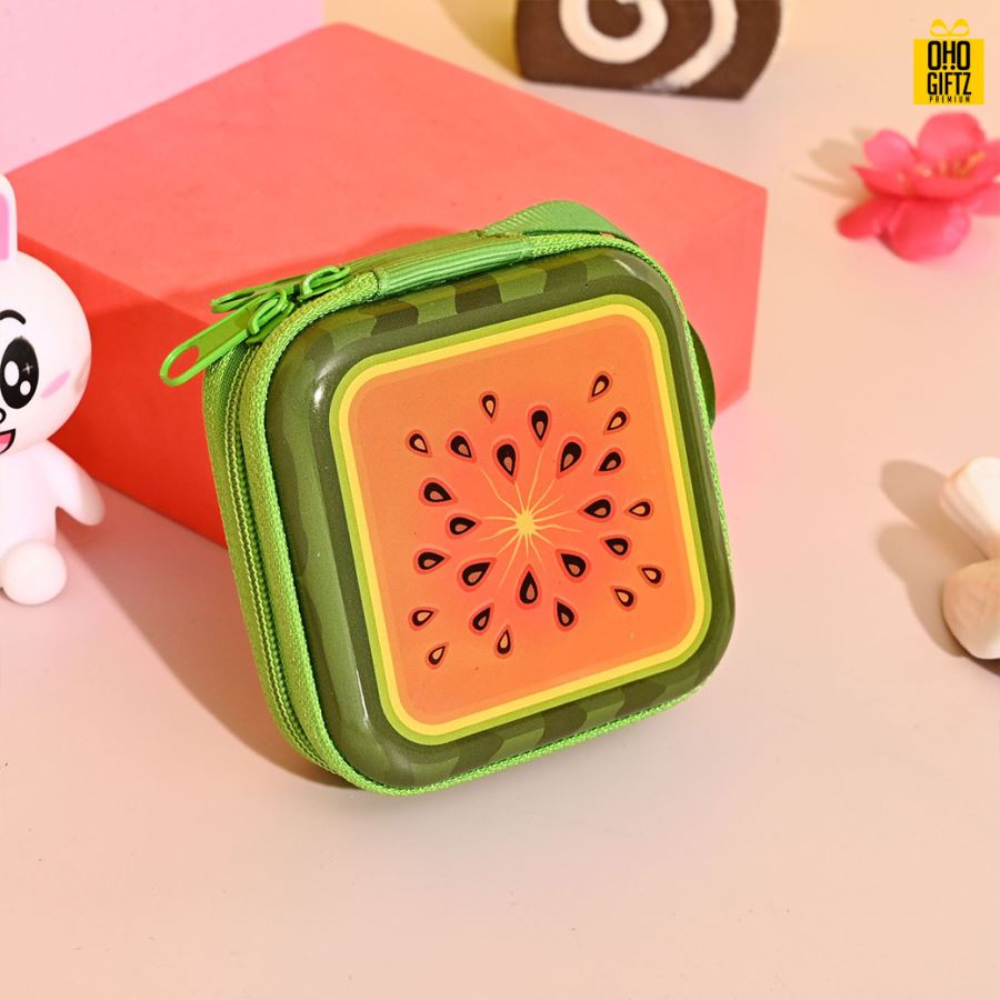 กระเป๋าผลไม้เก็บหูฟัง สกรีนชื่อ สกรีนโลโก้ ทำเป็นของพรีเมี่ยมได้ 