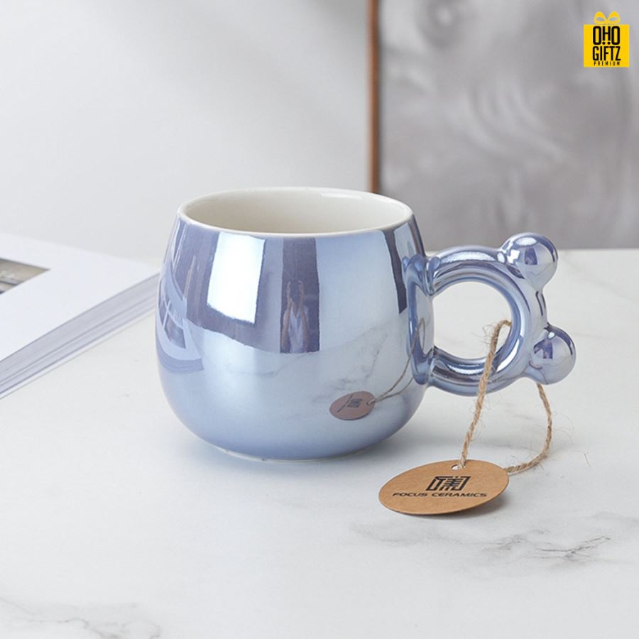 แก้วเซรามิกที่จับหูหมี สกรีนชื่อ สกรีนโลโก้ ทำเป็นของพรีเมี่ยมได้