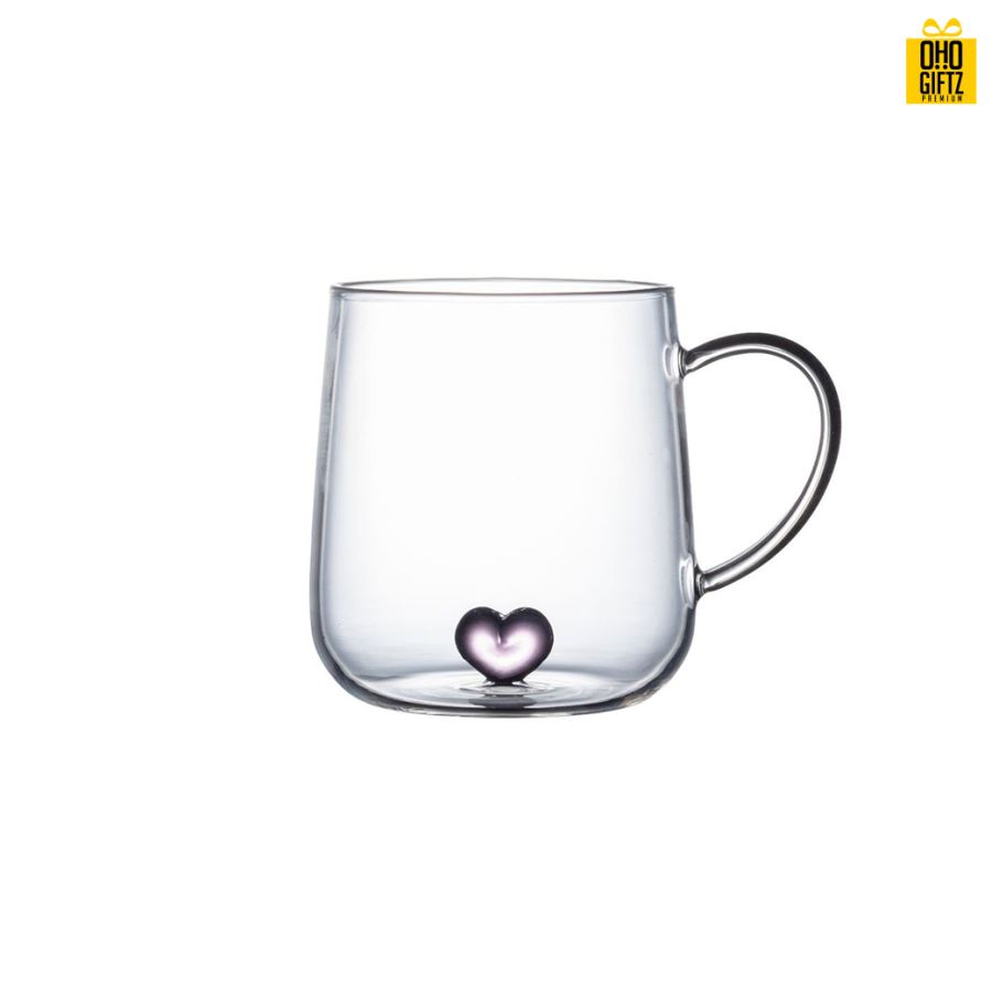 ถ้วยแก้วหัวใจ สกรีนชื่อ สกรีนโลโก้ ทำเป็นของพรีเมี่ยมได้