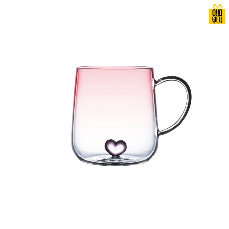 ถ้วยแก้วหัวใจ สกรีนชื่อ สกรีนโลโก้ ทำเป็นของพรีเมี่ยมได้