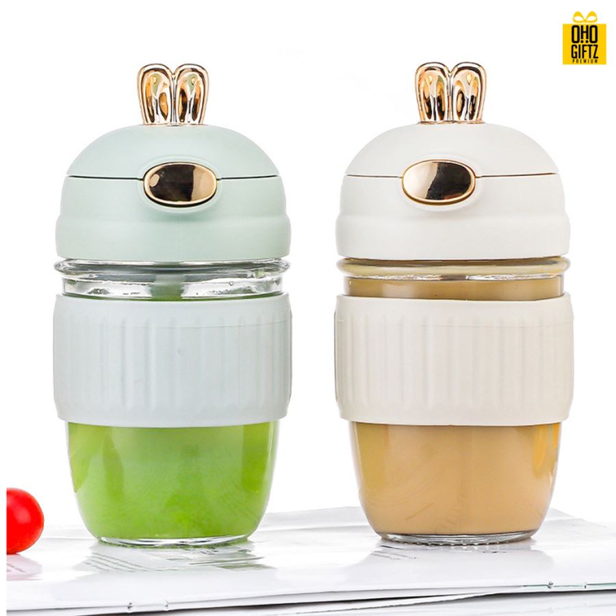 ถ้วยแก้วกระต่าย สกรีนชื่อ โลโก้ฟรี  ทำเป็นของพรีเมี่ยมได้