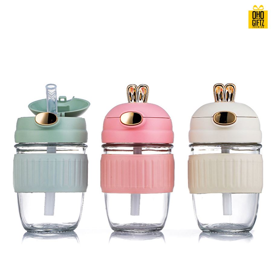 ถ้วยแก้วกระต่าย สกรีนชื่อ โลโก้ฟรี  ทำเป็นของพรีเมี่ยมได้