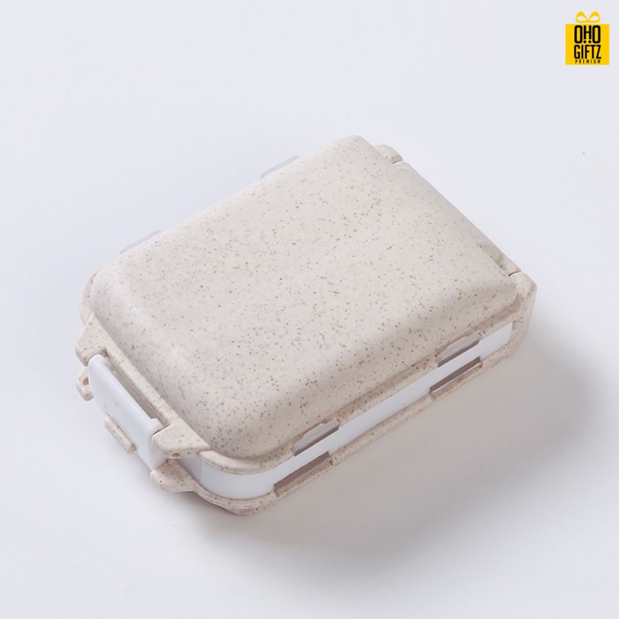 กล่องใส่ยาฟางข้าวสาลี สกรีนชื่อ สกรีนโลโก้ ทำเป็นของพรีเมี่ยมได้