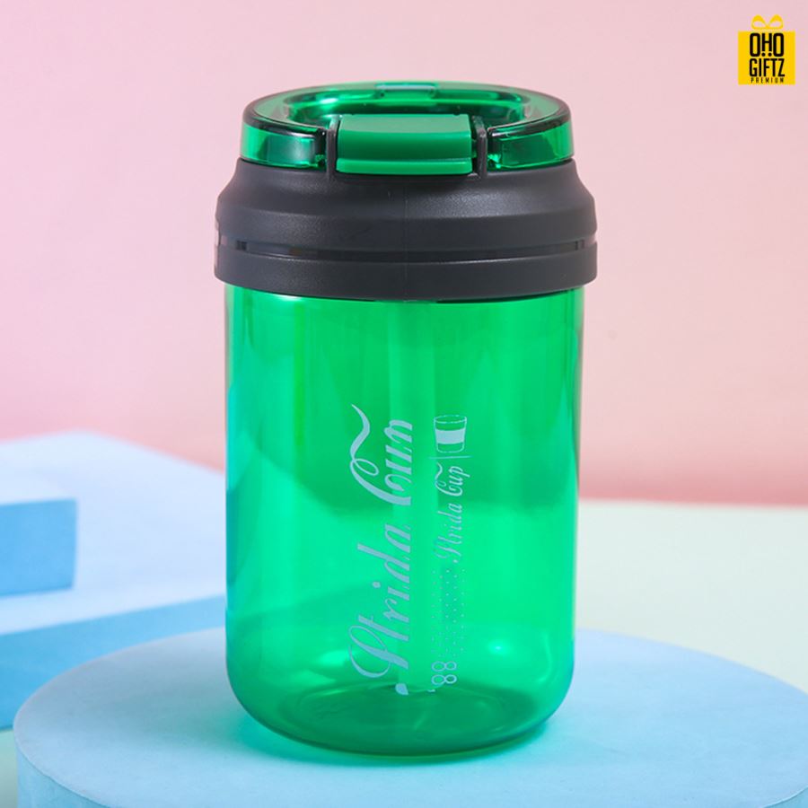 แก้วน้ำพลาสติกพร้อมหลอด สกรีนชื่อ สกรีนโลโก้ฟรี  ทำเป็นของพรีเมี่ยมได้