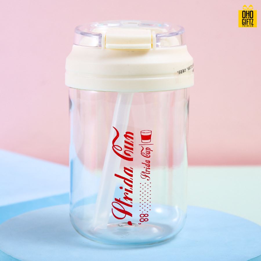 แก้วน้ำพลาสติกพร้อมหลอด สกรีนชื่อ สกรีนโลโก้ฟรี  ทำเป็นของพรีเมี่ยมได้