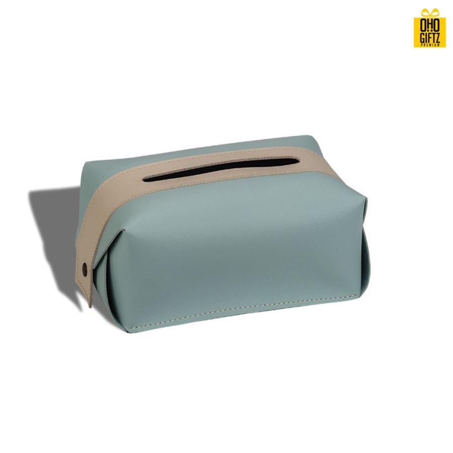 กล่องใส่ทิชชู่หนัง PU สกรีนโลโก้ ทำเป็นของพรีเมี่ยม ของชำร่วยได้