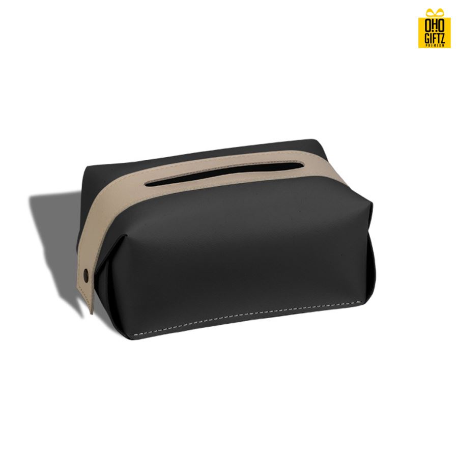 กล่องใส่ทิชชู่หนัง PU สกรีนโลโก้ ทำเป็นของพรีเมี่ยม ของชำร่วยได้