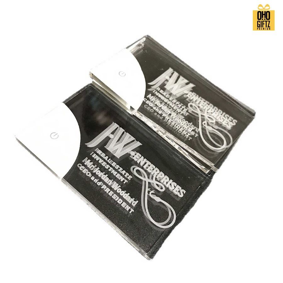 นามบัตรอะคริลิค ไฟ LED สกรีนโลโก้ ทำของพรีเมี่ยมได้