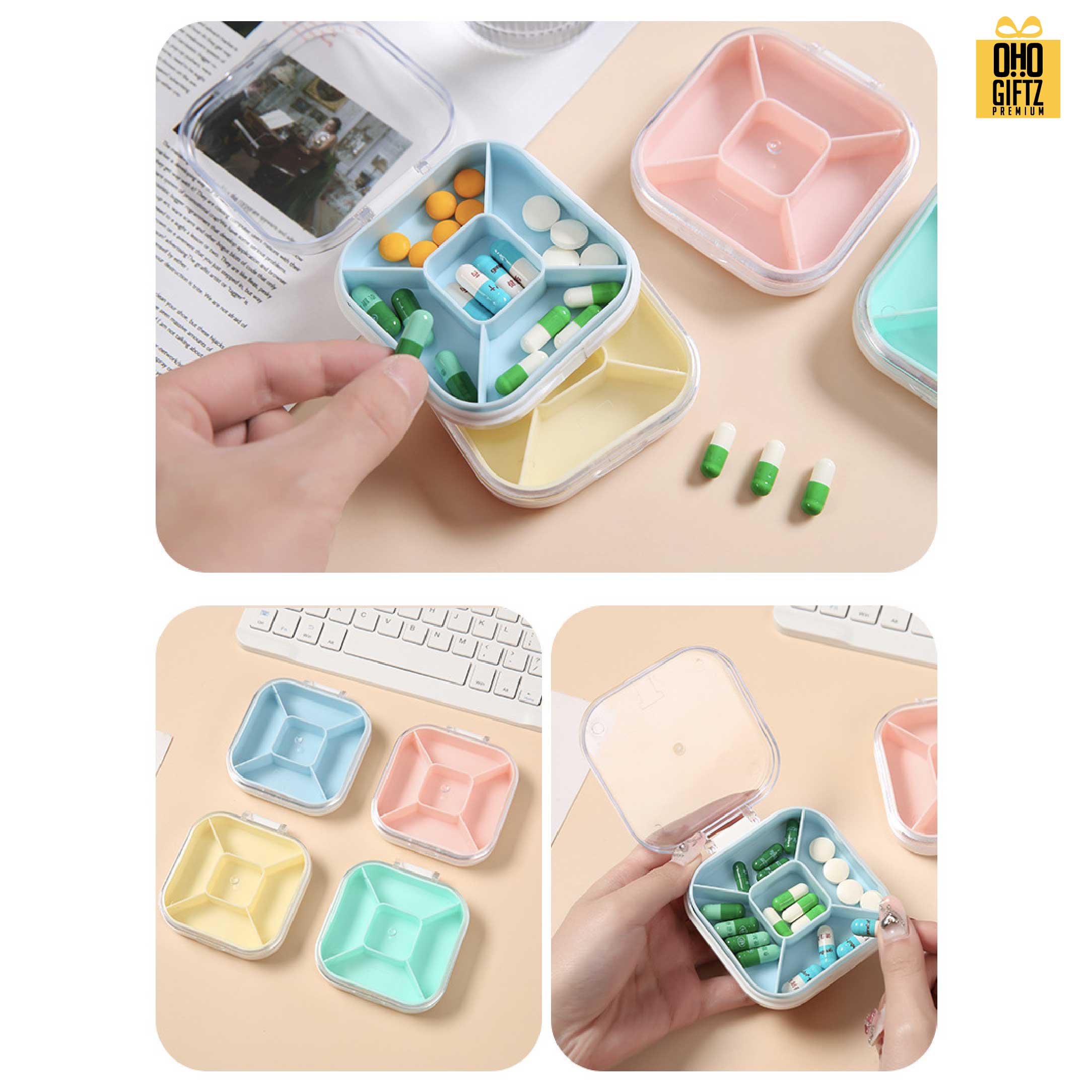 กล่องยาพกพา ฝาใส สกรีนชื่อ สกรีนโลโก้ ทำเป็นของพรีเมี่ยมได้ 