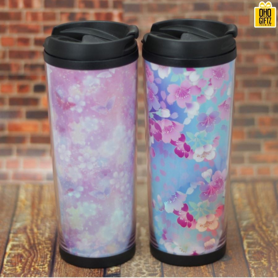 รับทำเป็นของพรีเมี่ยม กระบอกน้ำพลาสติก 2 ชั้น ใส่ภาพข้างในตามต้องการ