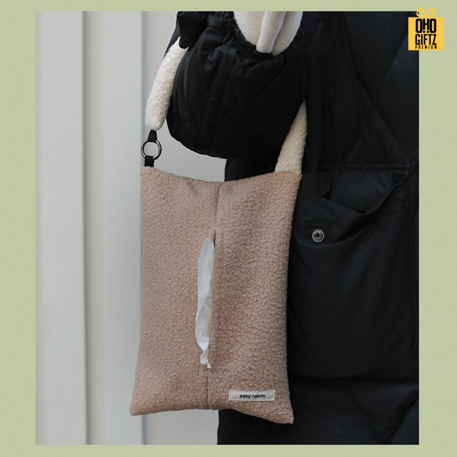 กระเป๋าผ้าใส่ทิชชู่แบบแขวนน่ารัก สกรีนโลโก้  ทำเป็นของพรีเมี่ยมได้