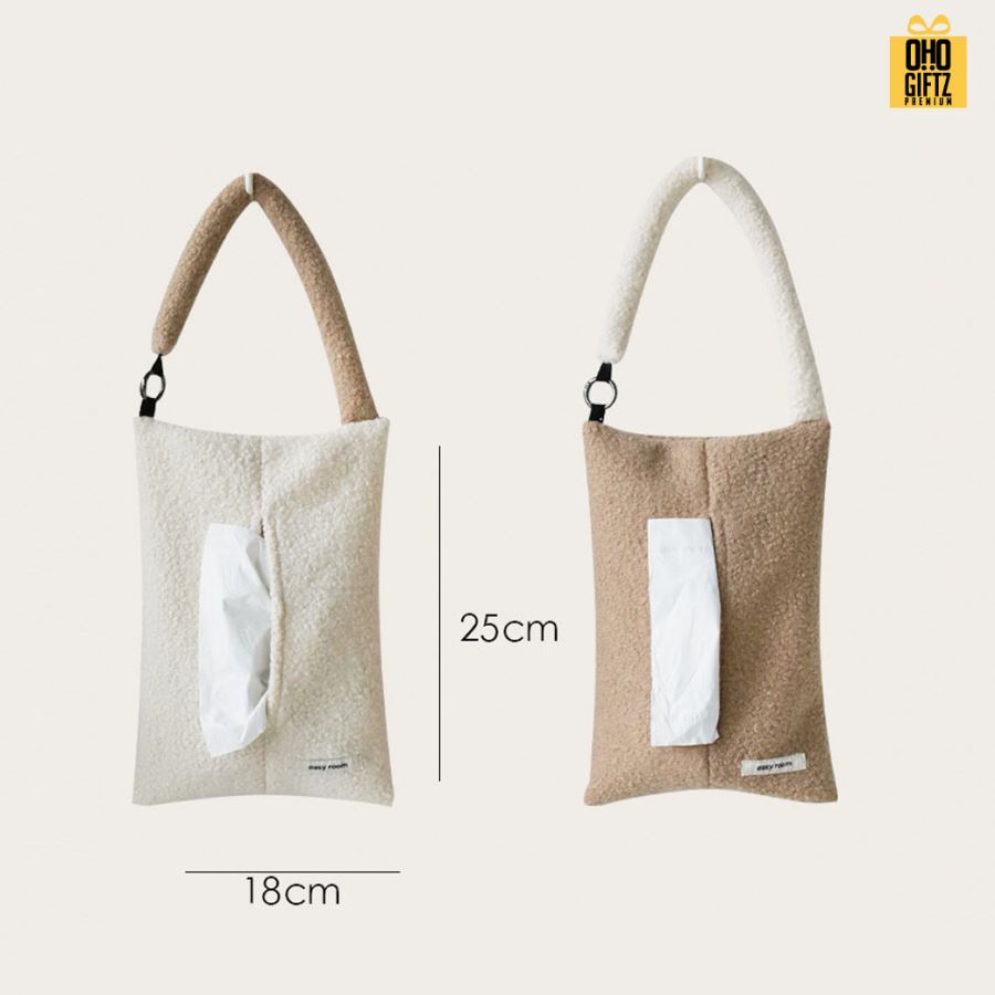 กระเป๋าผ้าใส่ทิชชู่แบบแขวนน่ารัก สกรีนโลโก้  ทำเป็นของพรีเมี่ยมได้