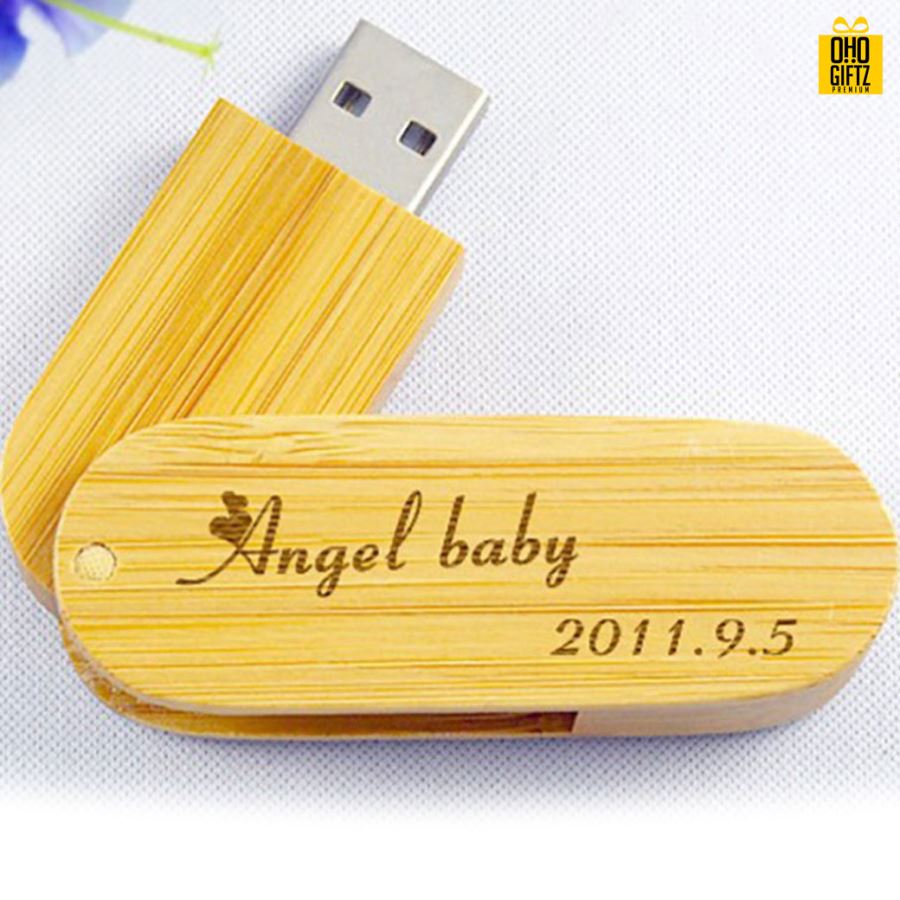 แฟลชไดร์ฟไม้ สกรีนโลโก้ สกรีนชื่อร้าน ทำเป็นของพรีเมี่ยมได้