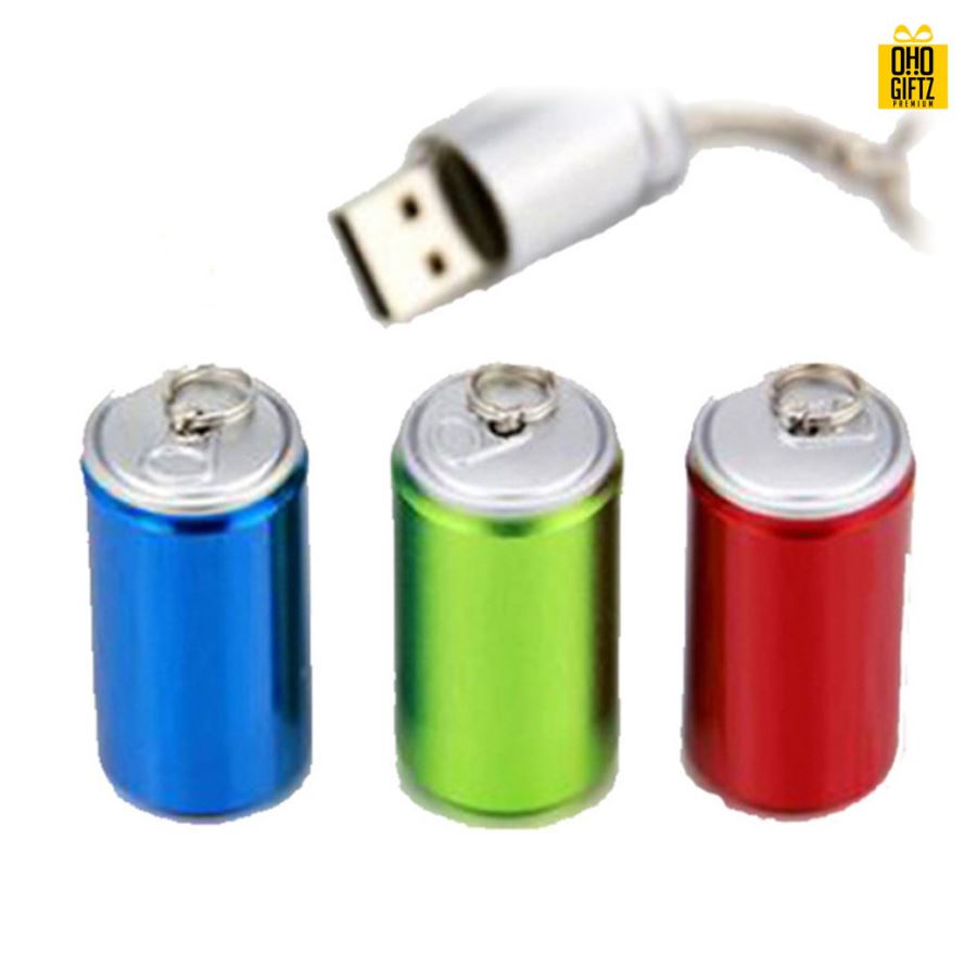 แฟลชไดร์ฟโลหะทรงกระป๋อง สกรีนโลโก้ สกรีนชื่อร้าน ทำเป็นของพรีเมี่ยมได้