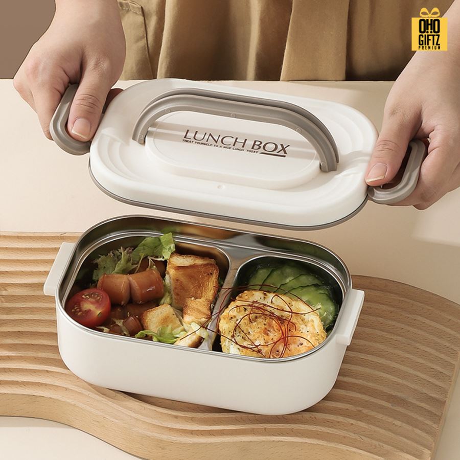 กล่องอาหารสแตนเลส 304 Food grade สกรีนโลโก้ ทำเป็นของพรีเมี่ยมได้