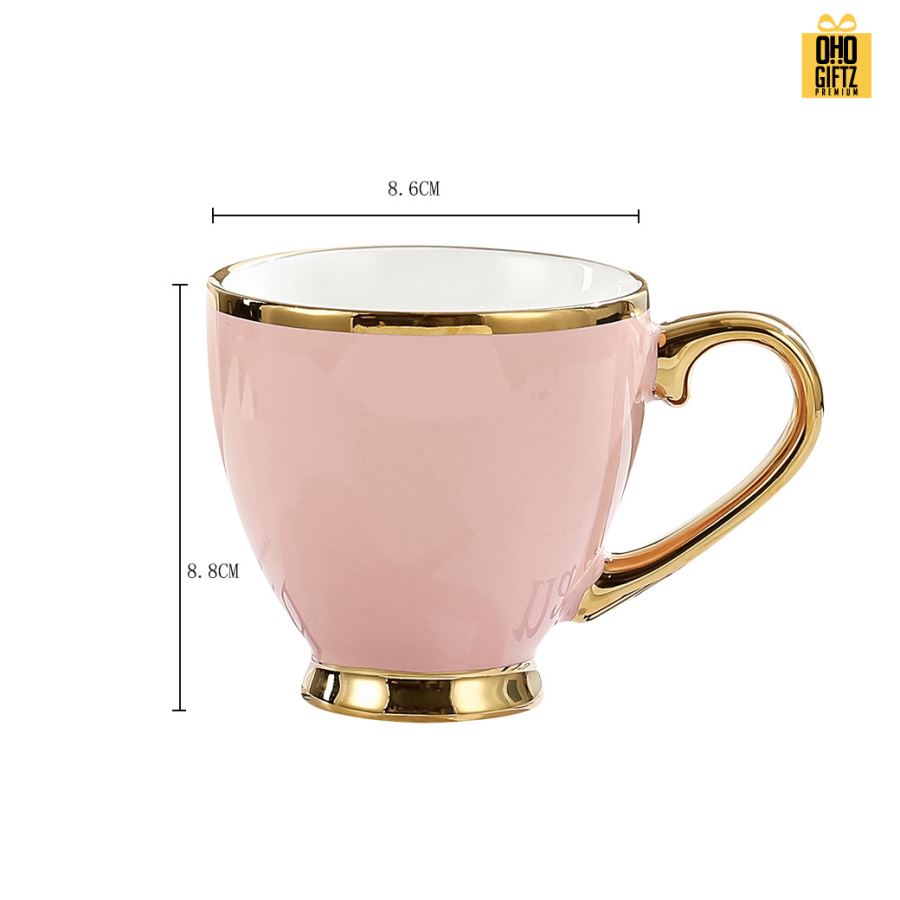 แก้วเซรามิกขอบทองหรูหรา สกรีนชื่อ สกรีนโลโก้ ทำเป็นของพรีเมี่ยมได้